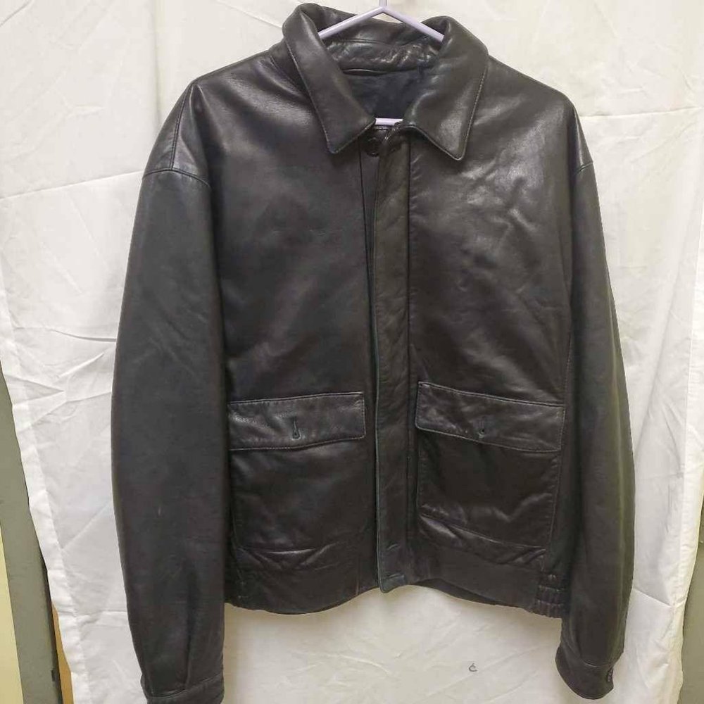 Gallotti Mens Casual Leather Jacket Black Italian
